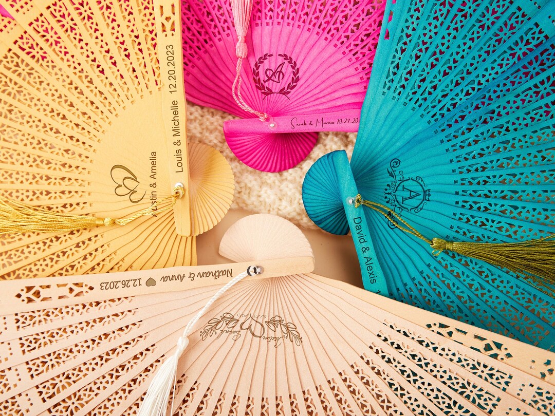 Personalized Wooden Folding Hand Fan Wedding Hand Fans Laser Etsy