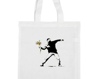 borsa shopping bag- banksy anarchico fiori