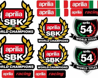 kit 12 adesivi aprilia racing world champions world titles moto stickers