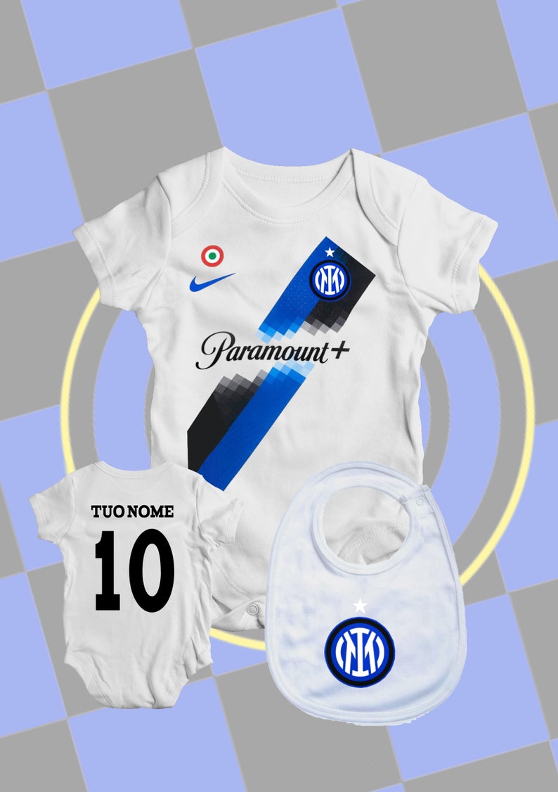 Body neonato con bavaglino personalizzato nuova maglia inter immagine 1