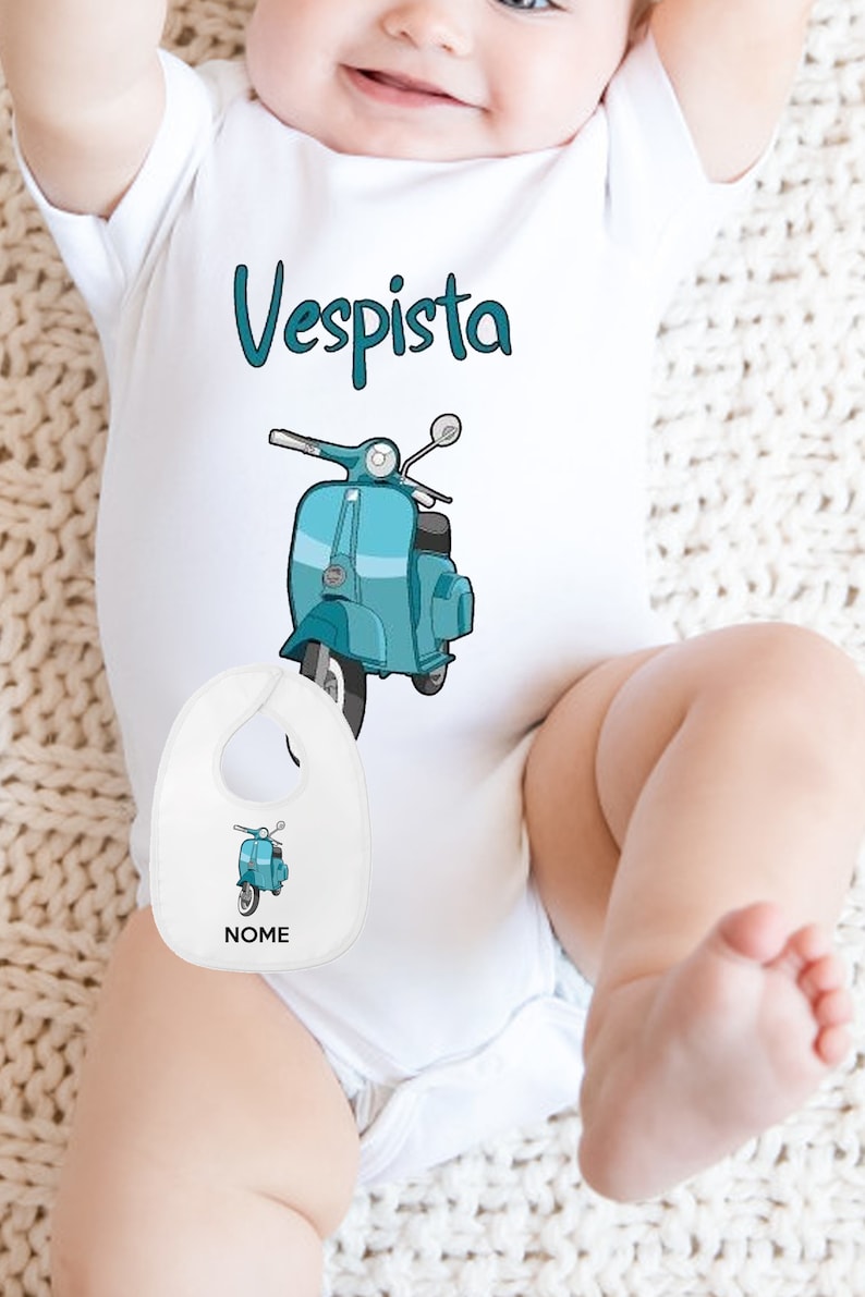 Body neonato con bavaglino personalizzato Vespa Vespista immagine 1