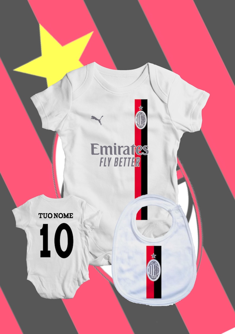 Body bébé nouveau-né avec bavoir personnalisé, nouvelle chemise Milan image 1