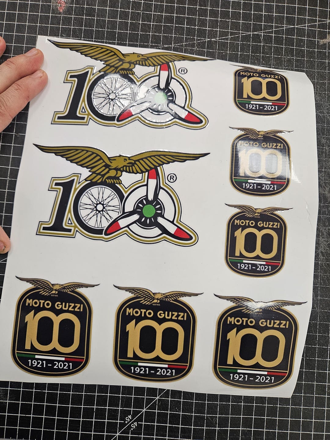Bertozzi Racing Stickers MOTO GUZZI Centenary Sticker Kit Aufkleber STICKERS Gold Color UV Decal ...
