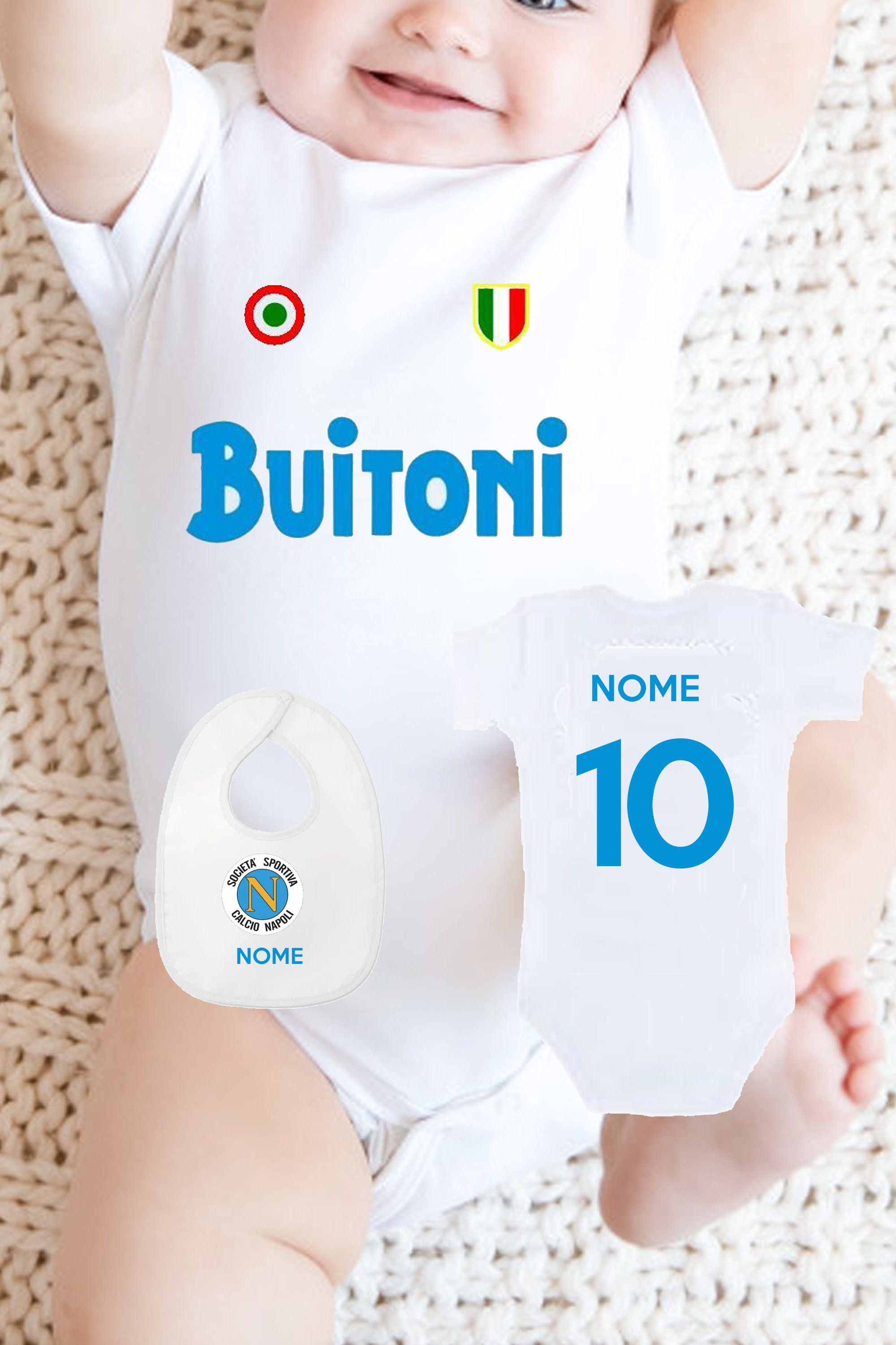 Baby body with personalized bib Napoli 80s Maradona