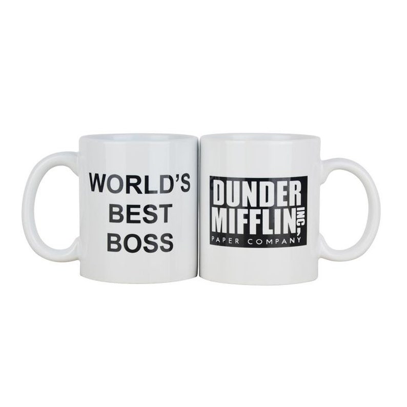 Tasse à café avec Dunder Mifflin La meilleure tasse à café en céramique amusante de 11 oz par Office-Worlds Best Boss image 1