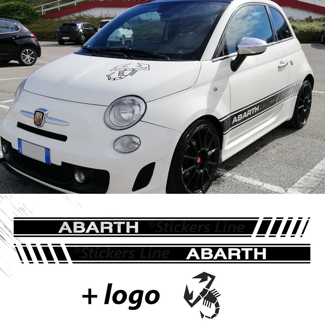 Adesivi ABARTH 500 Per Fiancata Auto - Sticker Tuning Scorpione, Rosso (18x8 Cm) - Foto 6