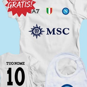 Baby Bodysuit with FREE CUSTOMIZABLE bib Napoli new football shirt gift dad husband onesie gift idea