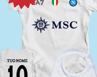 Body Neonato con bavaglino PERSONALIZZABILE GRATIS Napoli nuova maglia calcio  regalo papa marito tutina idea regalo
