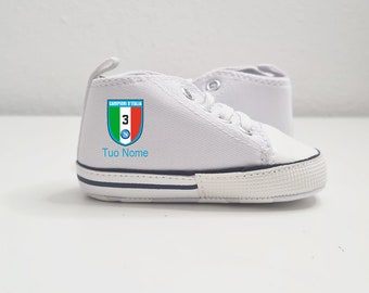 Scarpine scarpe neonato , set nascita, neomamme ,regalo nascita , Napoli scudetto Campione d'italia personalizzate