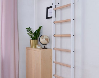 BenchK wall bars with a fixed steel 6-grip pull-up bar