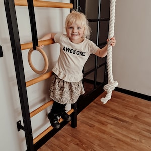 BenchK wall bars with a fixed steel 6-grip pull-up bar and gymnastic accessories