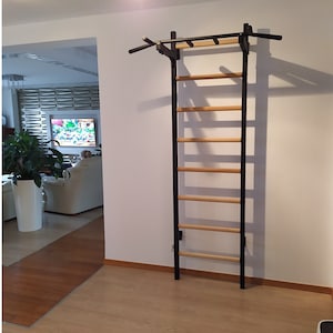 BenchK wall bars with a fixed steel 6-grip pull-up bar