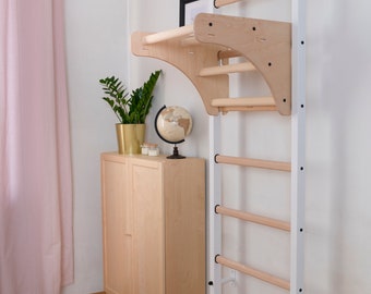 BenchK wall bars with an adjustable beech wooden pull-up bar