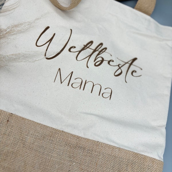 Jutetasche,  Shopper, Mommy Bag, Shoppertasche, Herzensmensch, Weekend shopper, für die Mama, Babyparty, Geburt, Geschenk