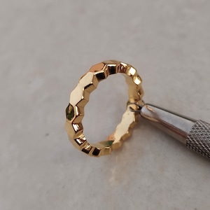 Bague en argent amour d'abeille, bague en argent sterling, bague en argent plaqué or, bague en plaqué or amour d'abeille, bague en argent 925, bague en forme d'hexagone
