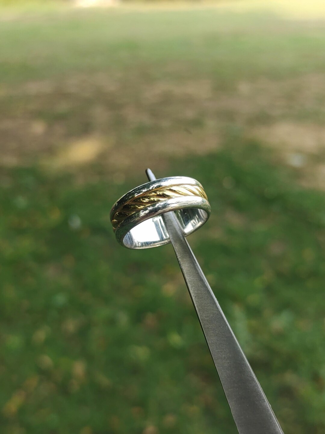 Cable Inset Silver Ring, Silver Cable Ring, Men's Band, Twisted Wire ...