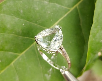 Enchanting Green Amethyst Ring - Trillion Cut, Sterling Silver Band, Gemstone Jewelry - Perfect Gift for All Occasions, February Birthstone