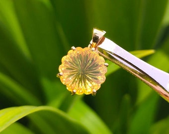 Citrine Jewelry, Elegant Citrine Gemstone Gold Plated Pendant, Natural Citrine Necklace, Citrine Silver Pendant, November Birthstone Pendant
