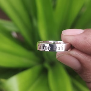 Amor Fati Ring – Love of Fate Ring, Sterling Silver Engraved Ring | Latin Quote Jewelry | Stoic Philosophy Gift for Him or Her