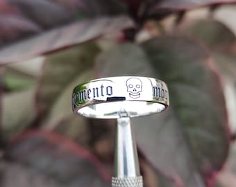 Memento Mori Ring, Round Shape, 925 Silver, Personalised Memento Mori, Skull Engraved Memento Mori , Silver Ring, Sterling silver