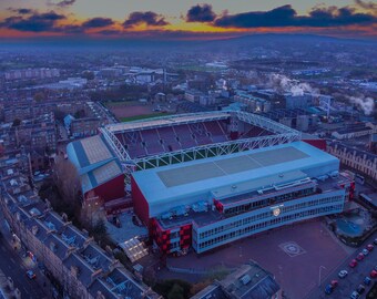 Tynecastle Stadium at sunset photographic print