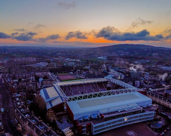 Tynecastle Stadium at sunset photographic print