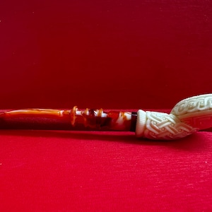 SpaceShip Design H Ege Meerschaum Hand Carved Pipe, Vintage Block Meerschaum, Vogue Tobacco Pipe, Natural Pipes with Special Leather Box