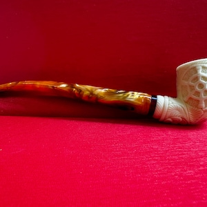 Sail Design H Ege Meerschaum,Hand Carved Pipe, Vintage Block Meerschaum, Tobacco Pipe, Natural Meerschaum Pipes with Special Leather Box