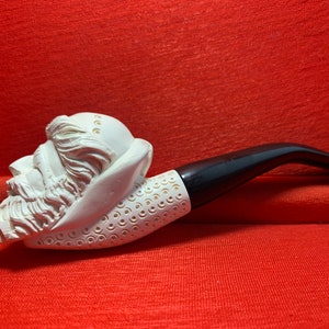 Mini Viking Handmamde Meerschaum Pipe, Groomsmen Gifts, Block Meerschaum, Natural Meerschaum Pipes with Special Leather Box