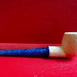 Blue Sky Tear H Ege Meerschaum Handmade Pipe, Natural Meerschaum Pipe, Tobacco Pipe, Unique Meerschaum Pipes with Special Leather Box