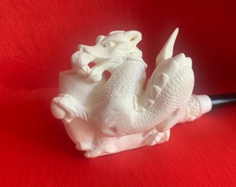 Huge Dragon Meerschaum Pipes, Handmade Pipes, Block Meerschaum, Tobacco Pipes, Natural Meerschaum Pipes with Special Leather Box