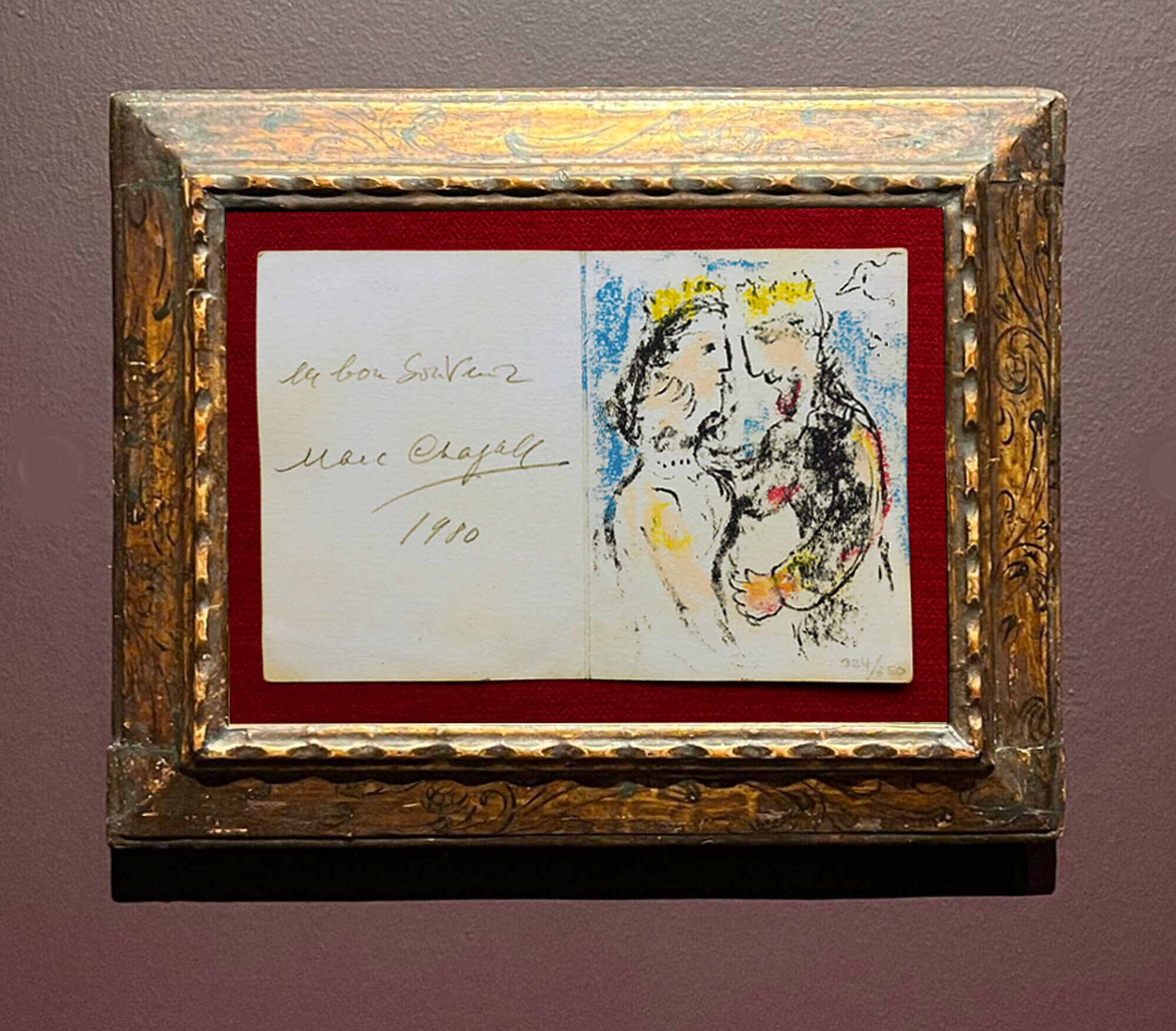 MARC CHAGALL - handcolored lithograph - 1980