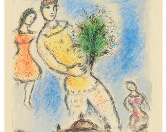 MARC CHAGALL - signed and numbered lithograph - Dans Ciel de l&#39;Opera - 1980 - Maeght - M 977