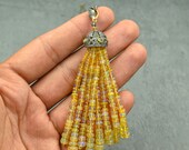Genuine Opal Pave Diamond Tassel Pendant Necklace , 925 Sterling Silver , Tassel Pendant Necklace , Handmade Jewelry , Opal Beads Pendant