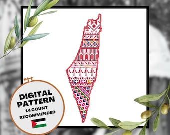 Map of Palestine Tatreez Pattern