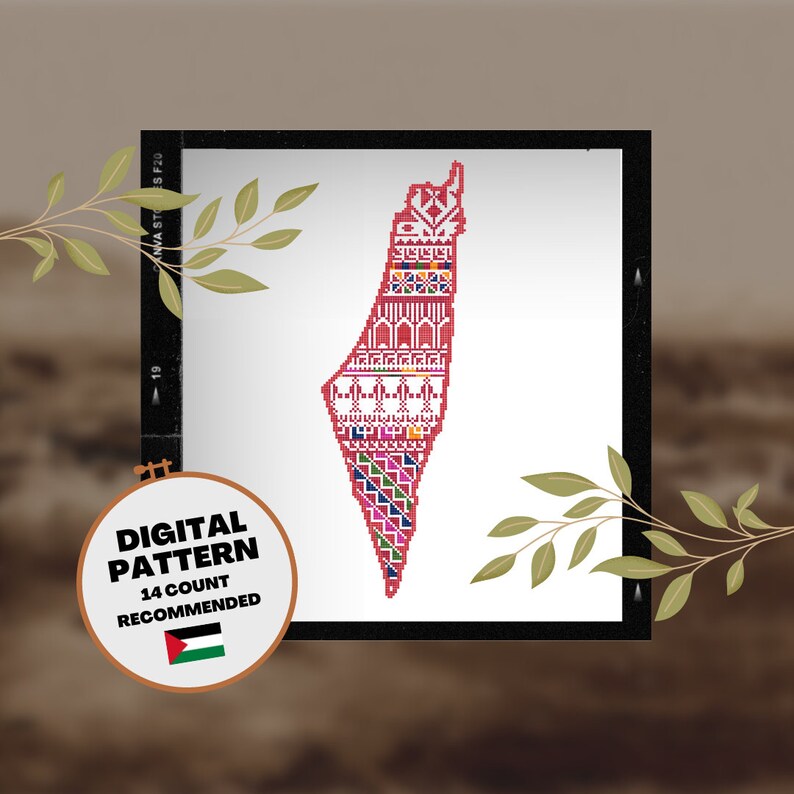 Map of Palestine Tatreez Pattern - Etsy UK
