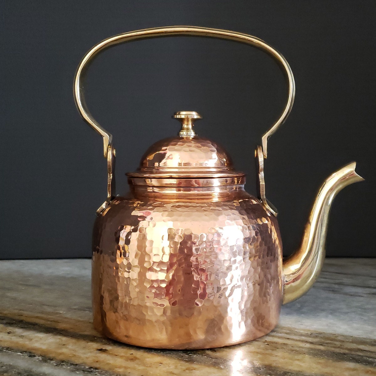 Copper Kettle With Brass Handle and Spout Indian Copper Teapot - Etsy