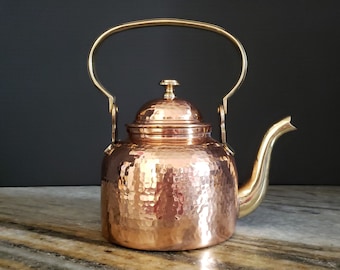 Copper Kettle With Brass Handle And Spout Indian Copper Teapot