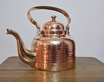 Copper Kettle 2 Litres With Brass Handle And Spout Indian Copper Teapot