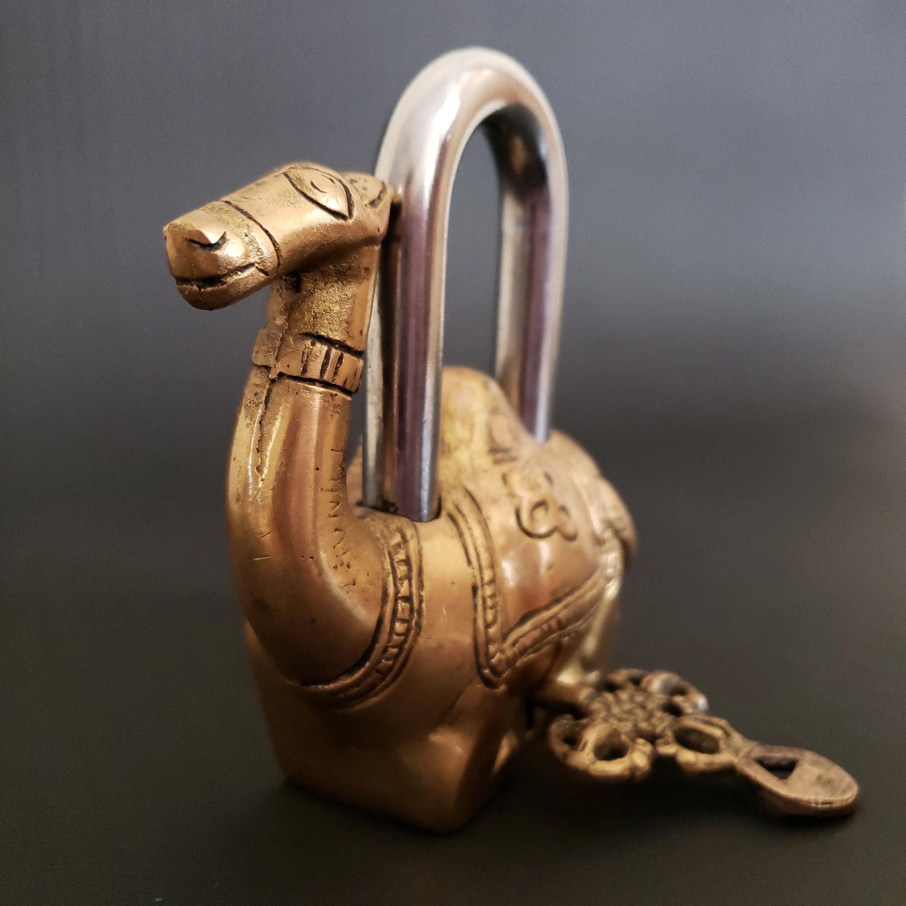 Brass Camel Lock With Keys Animal Padlock Vintage Metal Cast