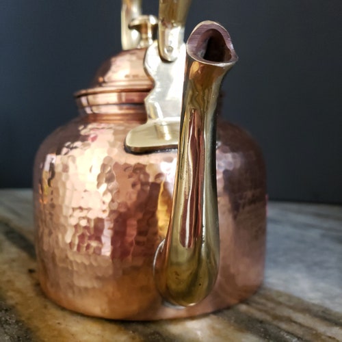 Brass Kettle With Brass Handle And Spout Indian Copper Teapot - Kitchen &  Dining