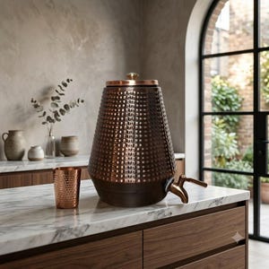 5L Hammered Copper Water Dispenser  Pure Copper Ayurvedic Vessel Handmade Kitchen Gift Housewarming Gift Copper Anniversary Gift