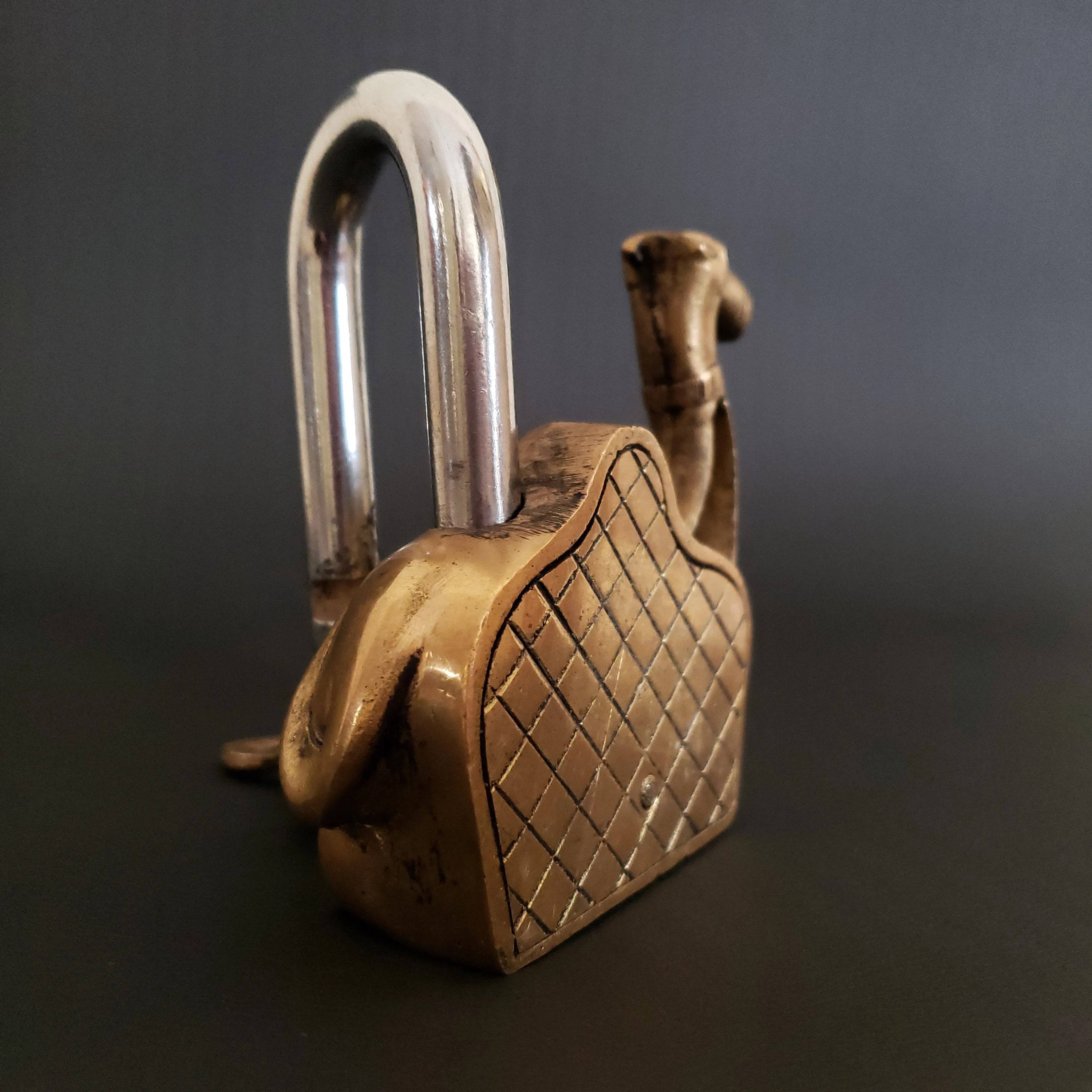 Brass Camel Lock With Keys Animal Padlock Vintage Metal Cast