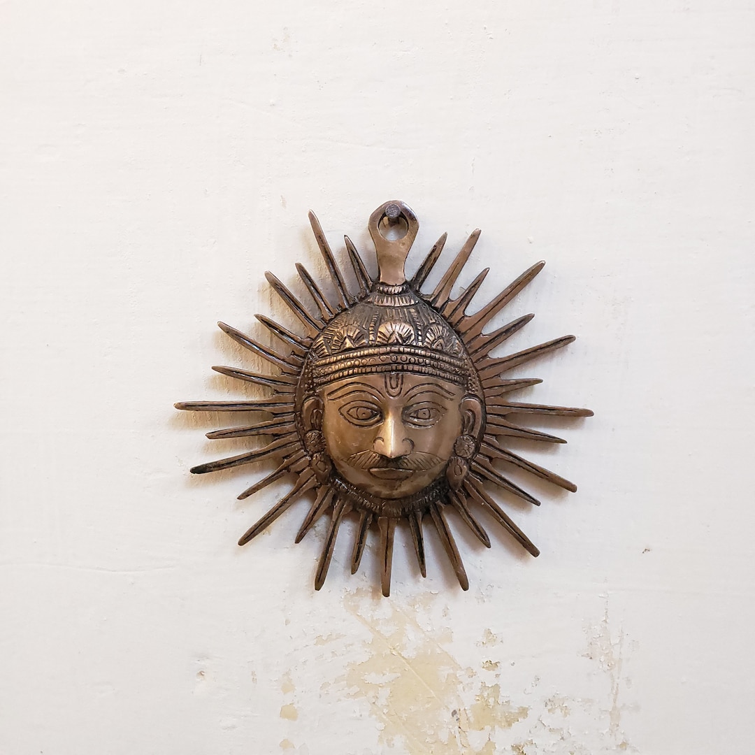Brass Sun Wall Hanging,home Decor,surya,wall Decor,sun Face Wall