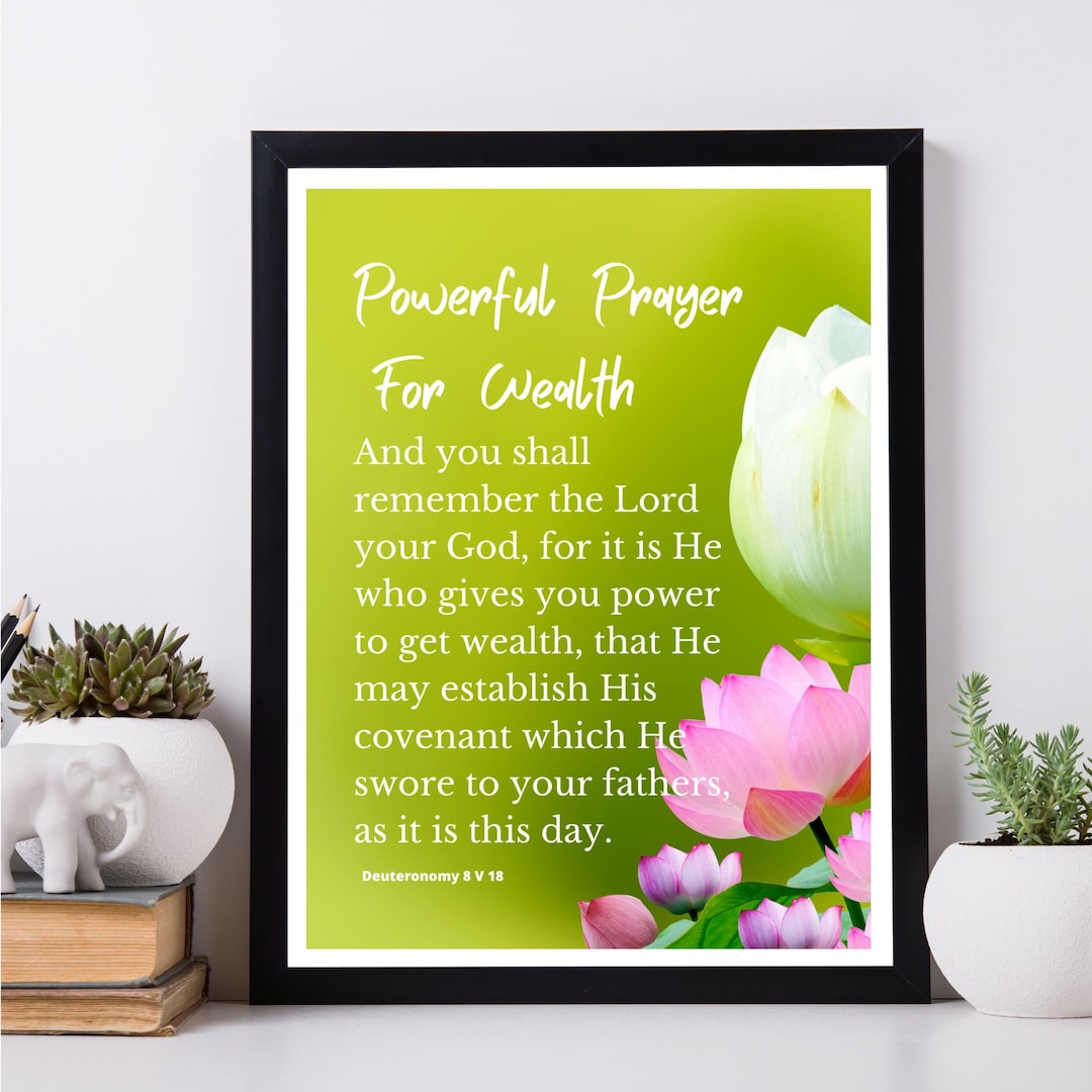 Powerful Prayer for Wealth Wall Art Printable Christian Scripture Bible ...
