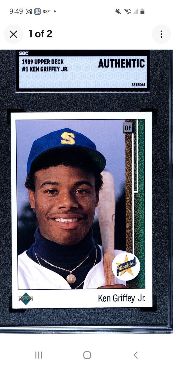Ken Griffey Jr. 89' Upper Deck Rookie Card Yellow Donut Just Above