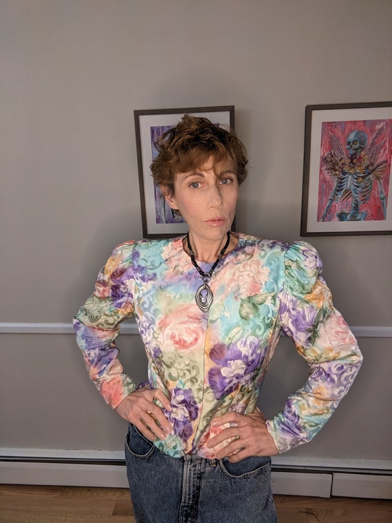 Sweet 1980s Watercolor Blazer!