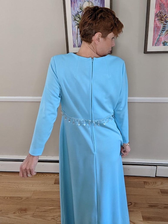 VINTAGE 60s 70s BABY BLUE PINK CREAM FLOAL DITSY BOHO PRAIRIE MAXI DRESS 12 main image 1