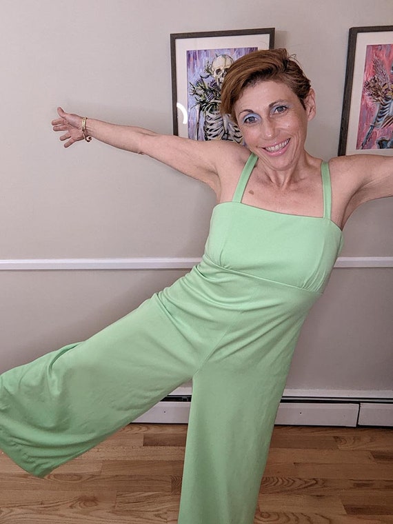 70s Key Lime Green Jumpsuit! Dancing Queen! - image 7