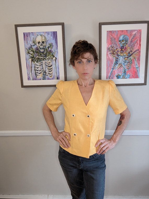 1980s Short-Sleeved Yellow Blazer! Spring is Here!